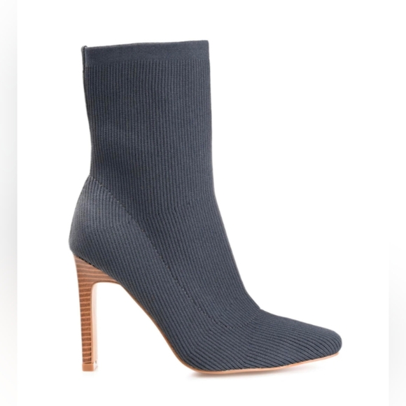 Grey Slate Stacked Heel Sock Booties 8 - Picture 4 of 5